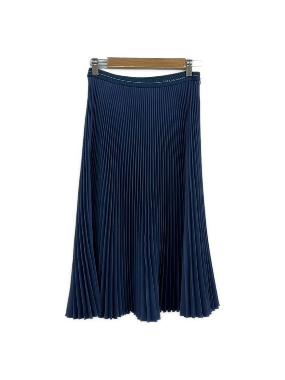 Prada Skirt S Navy Knee-Length Pleats 40